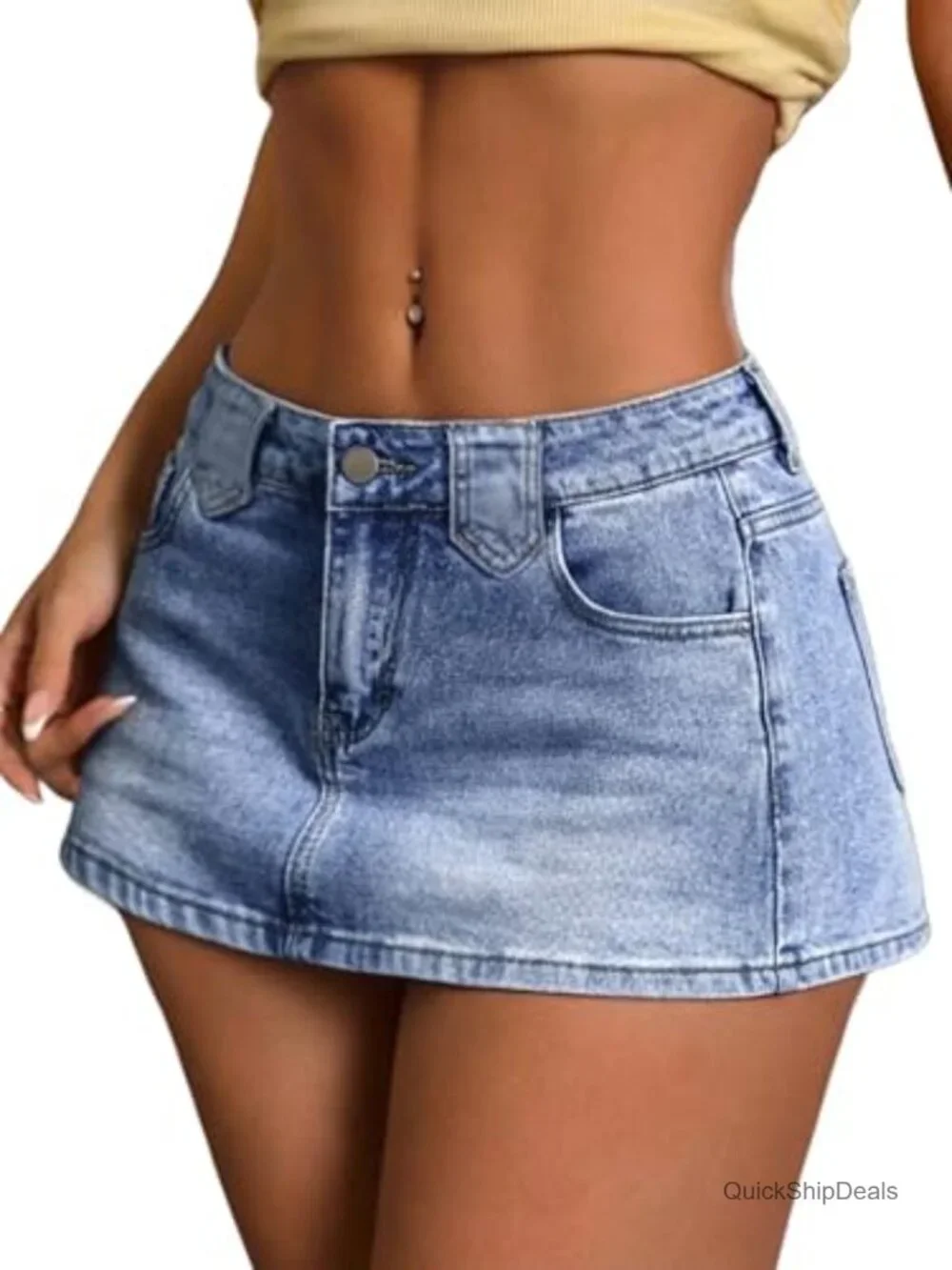 Low Rise Denim Mini Skort for Women with Built-In Shorts Y2K